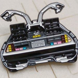 "OUTATIME" Back To The Future Lapel Pin Retro 80s